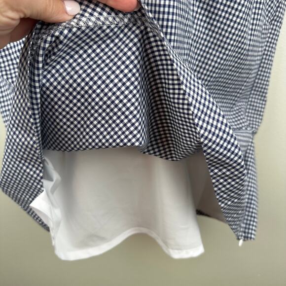 Talbots Blouse Top Sleeveless Gingham Check Plaid Peplum Size 18 Nautical - Picture 7 of 10